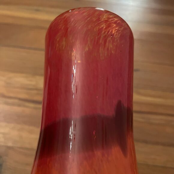 Speckled Art Glass Vase Red Orange 7x2.5 in - Picture 8 of 11